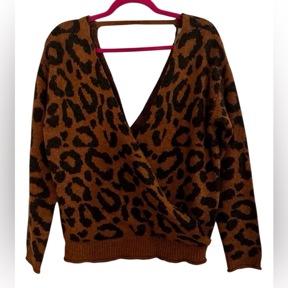 FAVLUX Sweaters - FAVLUX Leopard V-Neck Sweater - Brown and Black
